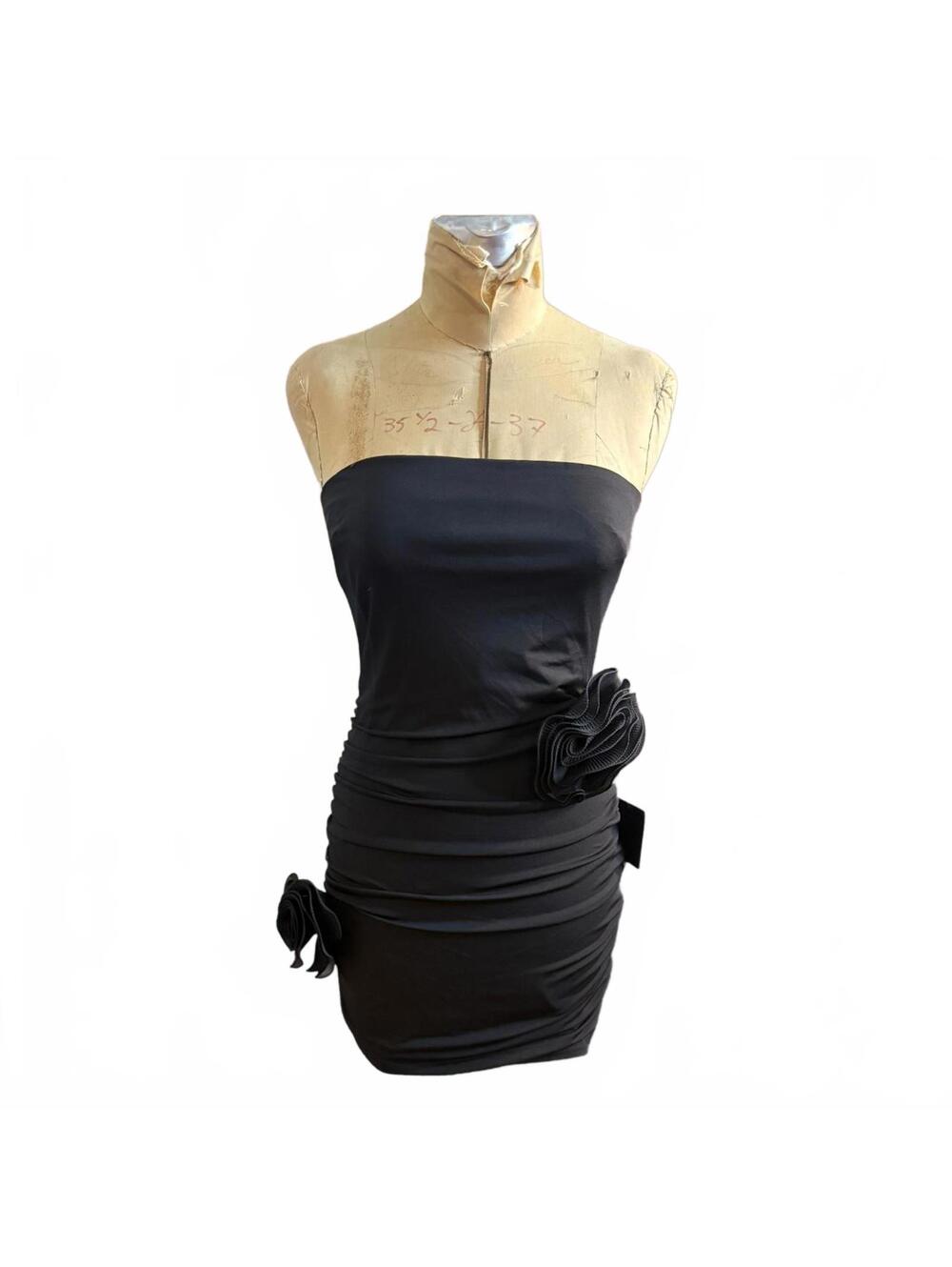 Lulus Strapless Black Mini Dress with Decorative Ruffles
